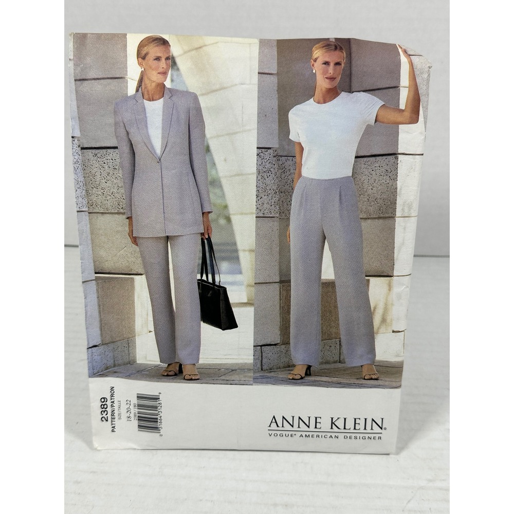 Anne Klein Vogue 2389 Sewing Pattern Misses Jacket Pants Size 18-20-22 Uncut‎